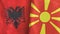 North Macedonia and Albania two flags textile cloth 3D rendering