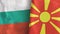 North Macedonia and Bulgaria two flags textile cloth 3D rendering