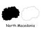 North Macedonia Country Map. Black silhouette and outline isolated on white background. EPS Vector