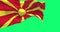 North Macedonia flag waving isolated on green background