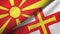 North Macedonia and Guernsey two flags textile cloth, fabric texture