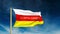 North Ossetia flag slider style with title. Waving