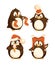 North Pole Cartoon Penguins in Warm Winter Cloth