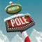 North Pole retro marquee sign with snowy glaciers