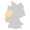 North Rhine-Westphalia / Nordrhein-Westfalen - Federal States map of Germany with grey orange stripes