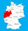 North Rhine-Westphalia state map, Germany, vector map silhouette.