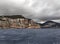 North rocky coast of Ibiza at stormy weather
