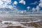 The North Sea, Belgium, clouds, waves and foam