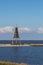 North Sea Germany, Kugelbake, old sea sign and landmark symbol of Cuxhaven, popular tourist destination