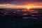 The north sea mudflat with beautiful sunset and birds