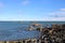 North Sea rocky coastline outside Eyemouth Harbor