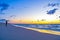 North sea, sandy beach at sunset