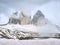 North side of Sexten Dolomites symbol. May view from popular trail around the rocks