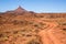 North Sixshooter Peak and dirt road in Indian Creek, Bears Ears