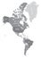 North and South America high detailed political map in grey scales. All layers detached and labeled. Vector