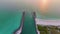 North and South Jetty on Nokomis beach near Venice, Florida. Aerial view of sea shore with white yachts floating on sea