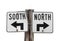 North south traffic sign isolated