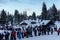 North Vancouver Canada - December 30, 2017: Grouse Mountain lots of people in the lain to Gondola Ride at the evening.