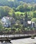 North Wales, Llangollen.  A bight spring day.  River Dee.  Wooded hillsides.