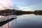 North woods Lake side in autumn at sunset