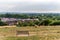 Northampton Town cityscape skyline with bench inforeground united kingdom