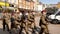 Northampton UK: 29 June 2019 - Armed Forces Day Parade Troops marching on Market Square