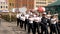 Northampton UK: 29 June 2019 - Armed Forces Day Parade Troops marching on Market Square