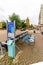 Northampton, UK - Aug 09, 2017: Cloudy rainy day view of Bicycle Hire Stand in Northampton Town Centre