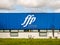 Northampton UK March 16 2018: FFP Packaging Solutions logo sign on blue warehouse wall