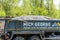 Northampton, UK - May 10th 2019: highway maintenance tipper lorry truck on uk motorway in fast motion