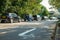 Northampton UK - Sep 26 2021: long car queue at Morrisons petrol station. Petrol and diesel fuel shortages