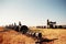 Northeast China a shooting range, a military transport plane flying over the missile launcher