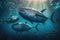 Northern Bluefin Tuna Fish Underwater Lush Nature by Generative AI