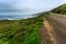 Northern California deserted coastal road showing erosion at highway edge