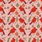 Northern cardinal birds and xmas elements doodle seamless pattern. Christmas print for tee, paper, fabric, textile. Hand drawn