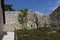 Northern Castle Wall Promenade in Pecs, Hungary. The Barbican in Pecs