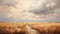 Northern China Landscape: Path Along The Sand - Oil Painting