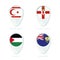 Northern Cyprus, Northern Ireland, Palestine, Saint Helena flag location map pin icon