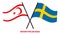 Northern Cyprus and Sweden Flags Crossed And Waving Flat Style. Official Proportion. Correct Colors