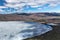 Northern landscape. The lake is ice-covered. Impenetrable swamps in north