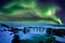 Northern Light, Aurora borealis at Godafoss waterfall in winter, Iceland