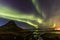 Northern Light Aurora borealis at Kirkjufell Iceland with fully