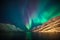 Northern lights above fjords