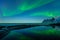 Northern lights, Aurora Borealis, Devil Teeth mountains in the background, Tungeneset, Senja, Norway