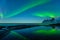 Northern lights, Aurora Borealis, Devil Teeth mountains in the background, Tungeneset, Senja, Norway