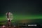 Northern lights, Aurora Borealis with the Globe, the monument at Nordkapp, North Cape, Norway