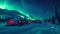 Northern Lights Display, Igloo Village Under a Vibrant Aurora Borealis, Panoramic Shot, Night Sky Alive with Colors