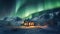 northern lights over cabin