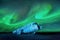 Northern lights over plane wreck in Iceland.