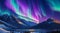 Northern lights painting vibrant colors across a mountainous landscape